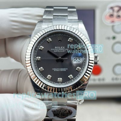WKD Factory Swiss Replica Rolex Datejust II Grey Diamond Dial 904L Steel Watch 41mm 